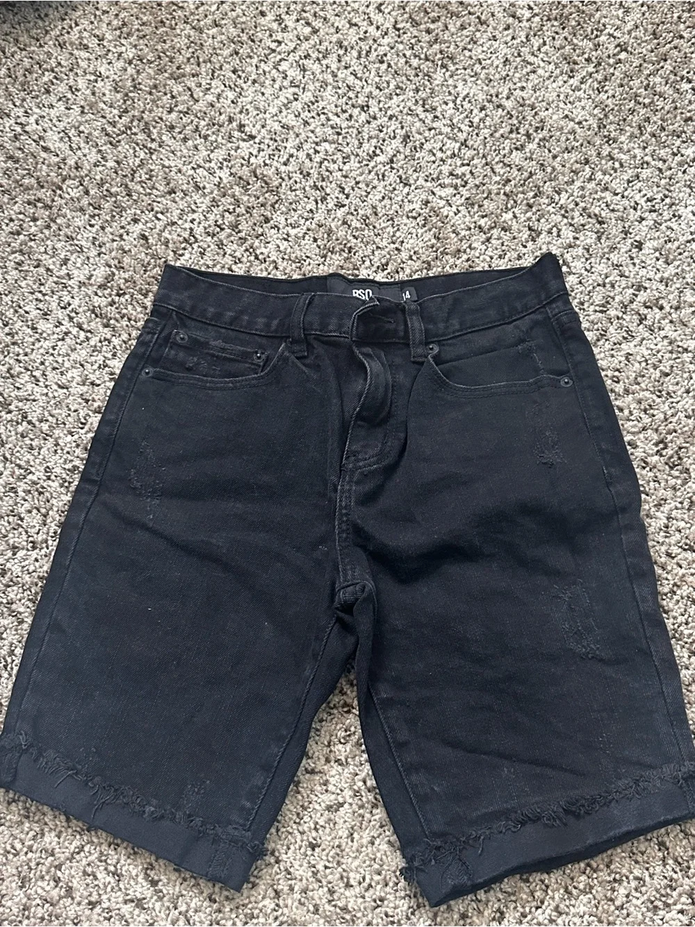 RSQ Jeans Boys Size 14 Black Distressed Denim Shorts